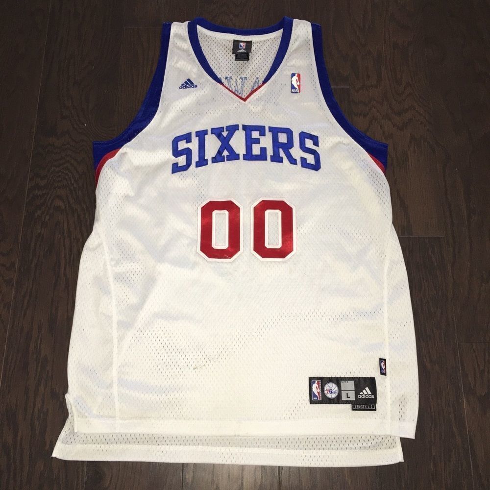 Sewn Philadelphia 76ers Sixers Spencer Hawes Basketball jersey mens L +2” long